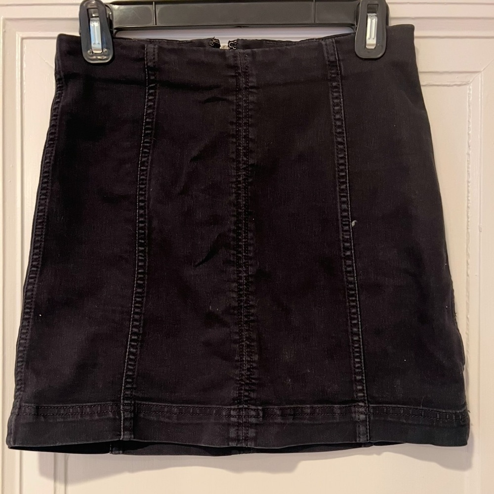 Free People Black Denim Skirt